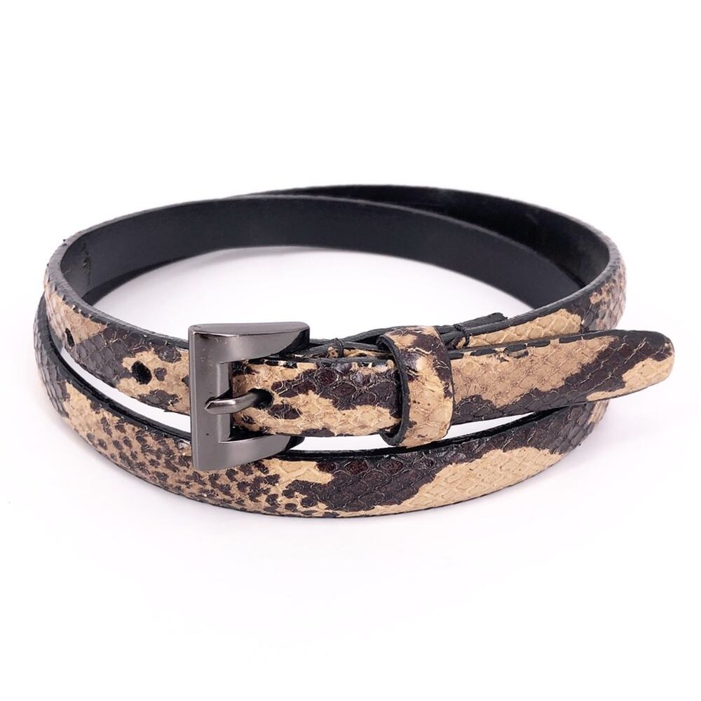 WCM New York black & tan faux snake skin belt